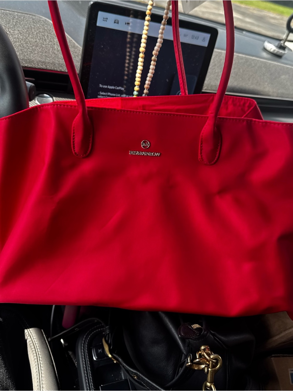 Iris & Rainbow Collection Bright Red Nylon Tote with Logo